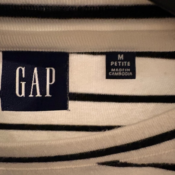 GAP Monochrome Striped Short Sleeve Ruched Dress - Picture 2 of 4